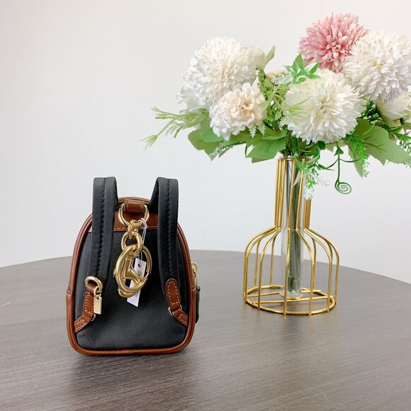 Coach CX066 Mini Court Backpack Bag Charm In Signature Canvas IN Tan Brown - Picture 3 of 6